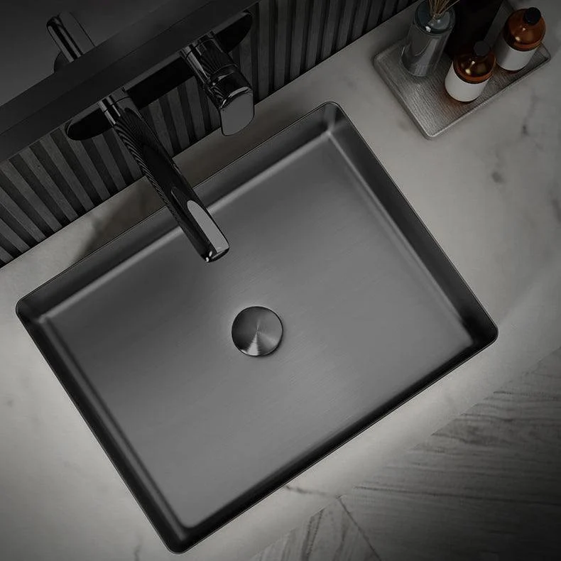 Contemporary Trough Bathroom Sink Solid Color Metal Trough Sink -Bathlova