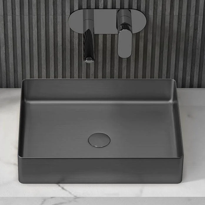 Contemporary Trough Bathroom Sink Solid Color Metal Trough Sink -Bathlova