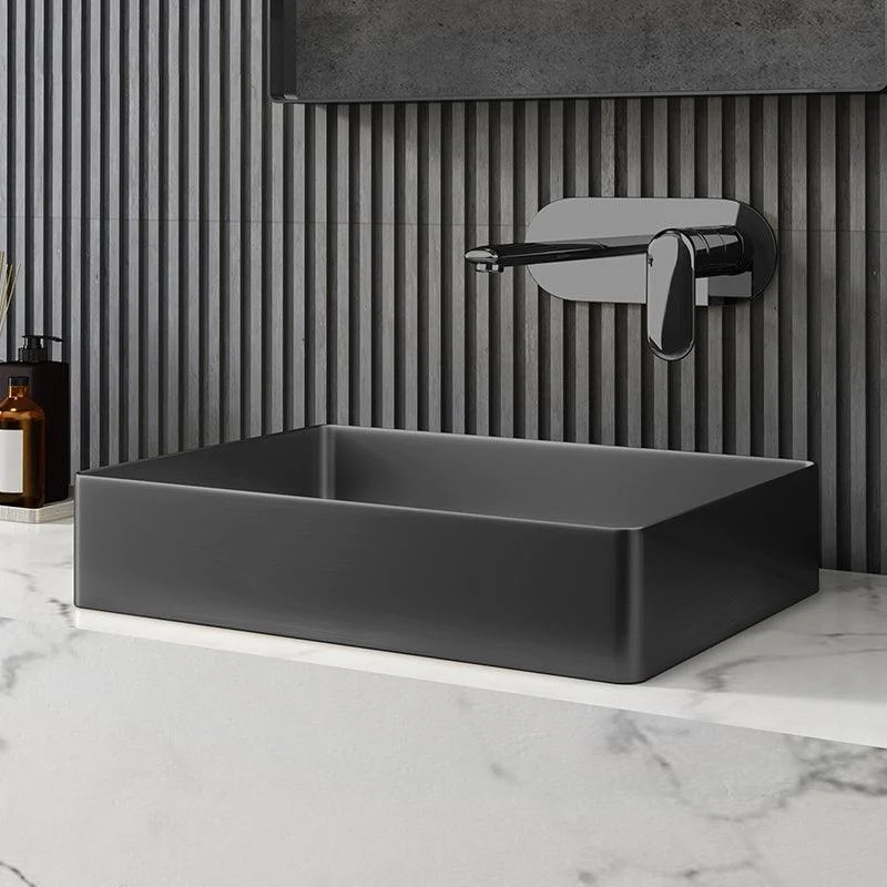 Contemporary Trough Bathroom Sink Solid Color Metal Trough Sink -Bathlova