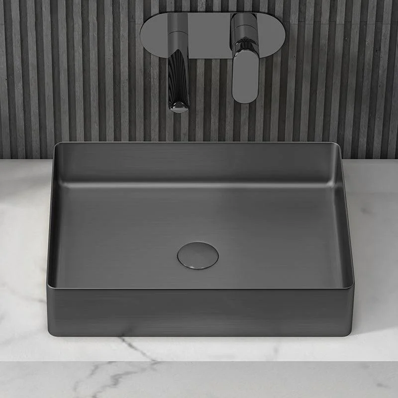 Contemporary Trough Bathroom Sink Solid Color Metal Trough Sink -Bathlova