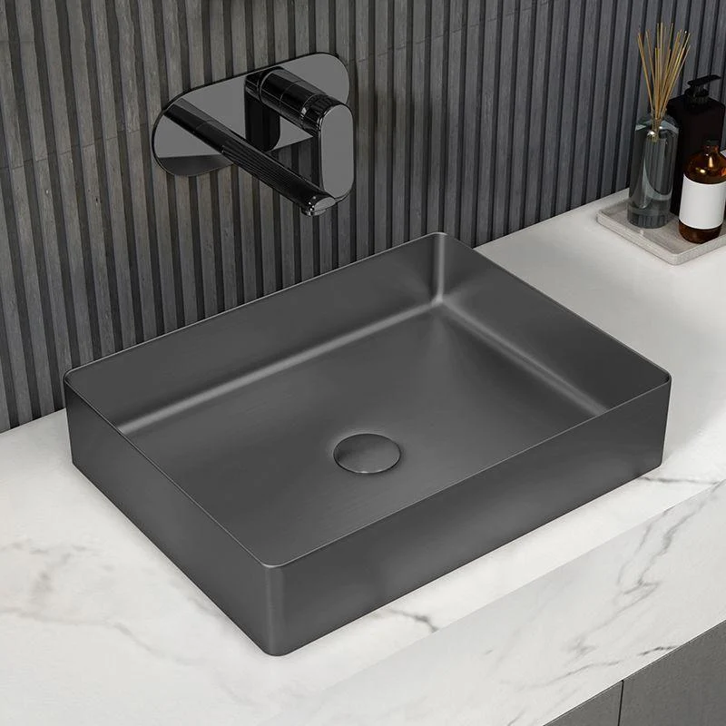 Contemporary Trough Bathroom Sink Solid Color Metal Trough Sink -Bathlova