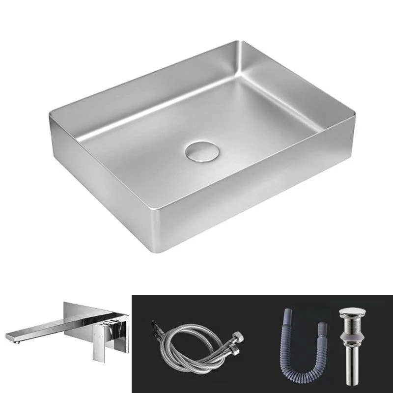 Contemporary Trough Bathroom Sink Solid Color Metal Trough Sink -Bathlova