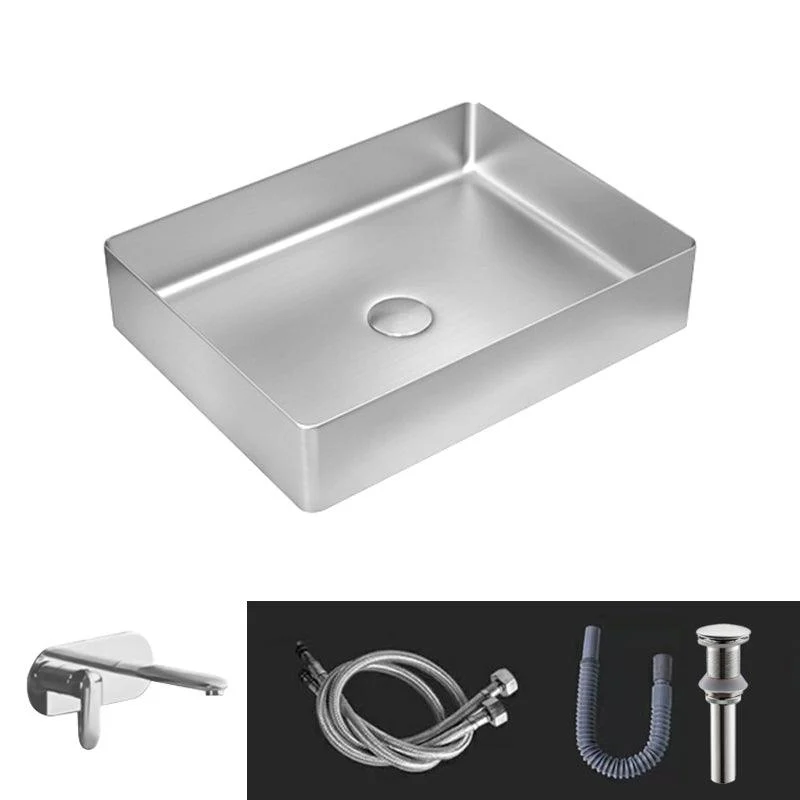 Contemporary Trough Bathroom Sink Solid Color Metal Trough Sink -Bathlova