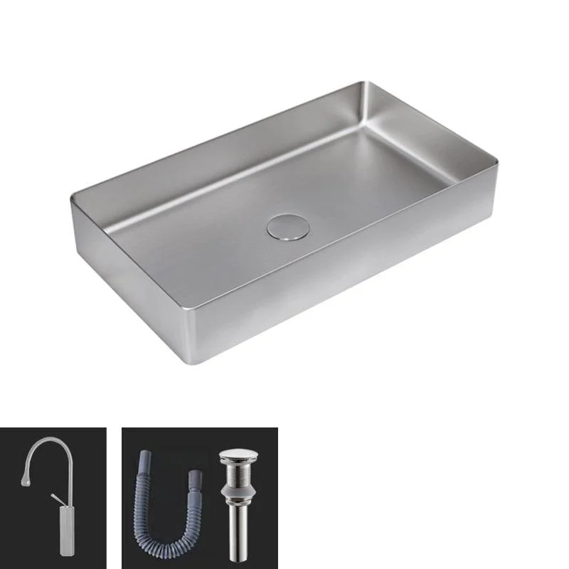 Contemporary Trough Bathroom Sink Solid Color Metal Trough Sink -Bathlova