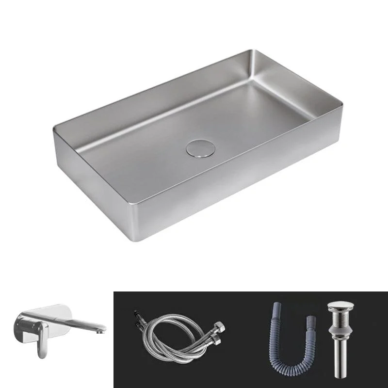 Contemporary Trough Bathroom Sink Solid Color Metal Trough Sink -Bathlova