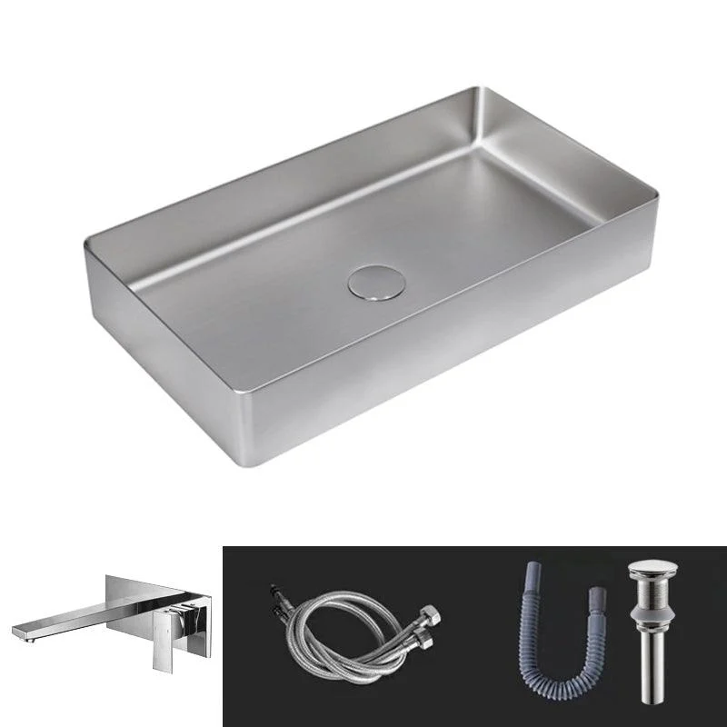 Contemporary Trough Bathroom Sink Solid Color Metal Trough Sink -Bathlova