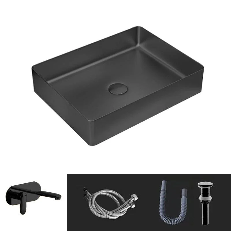 Contemporary Trough Bathroom Sink Solid Color Metal Trough Sink -Bathlova