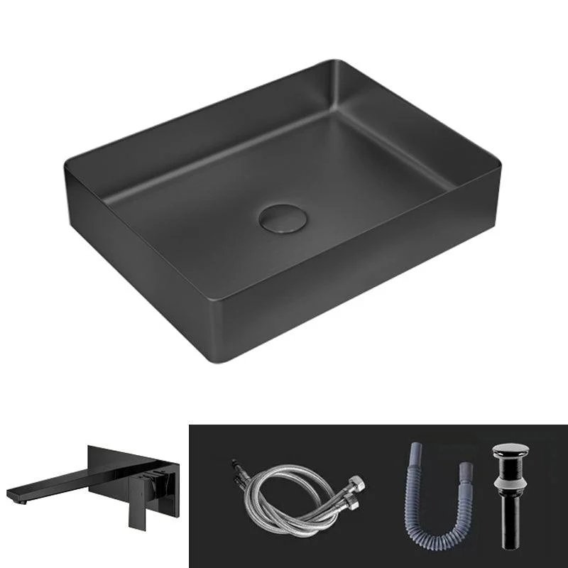 Contemporary Trough Bathroom Sink Solid Color Metal Trough Sink -Bathlova