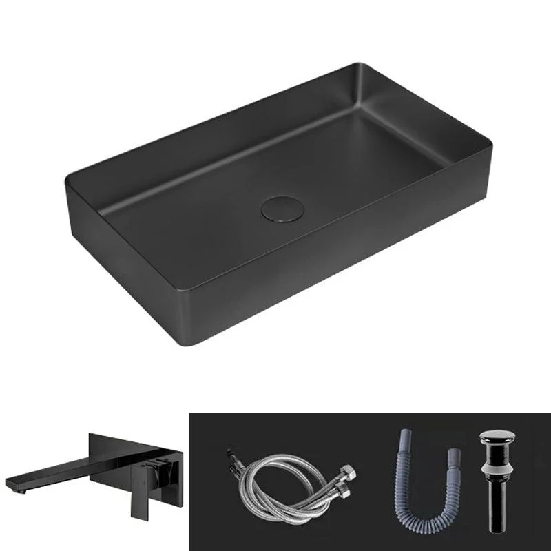 Contemporary Trough Bathroom Sink Solid Color Metal Trough Sink -Bathlova