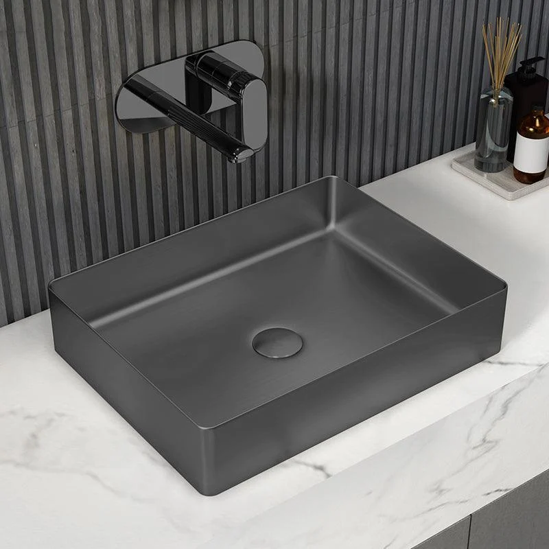 Contemporary Trough Bathroom Sink Solid Color Metal Trough Sink -Bathlova