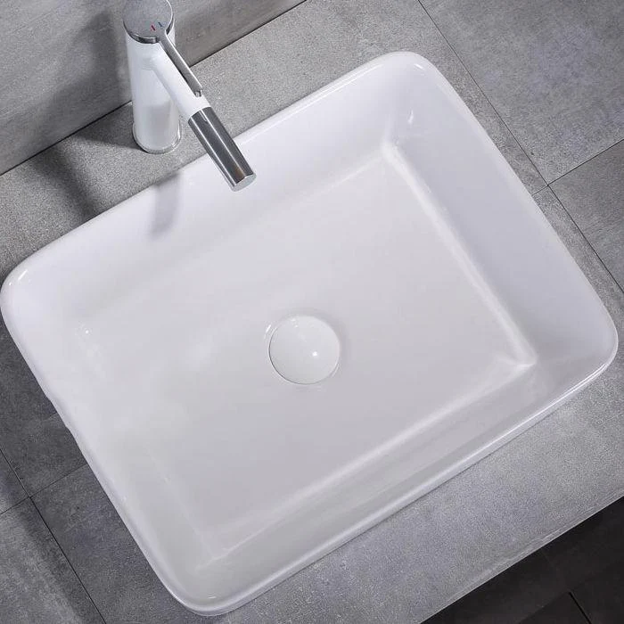 Contemporary Trough Sink Porcelain Trough Bathroom Sink with Tap Included -Bathlova