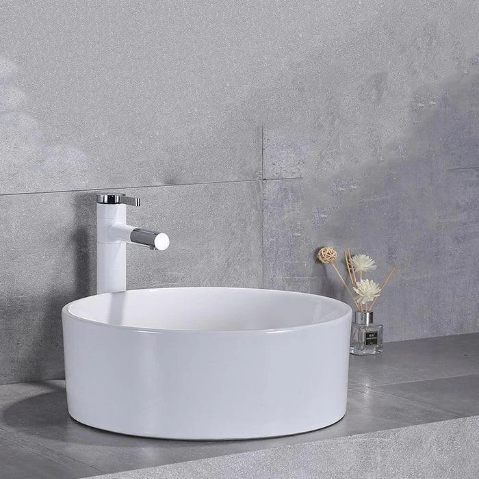 Contemporary Trough Sink Porcelain Trough Bathroom Sink with Tap Included -Bathlova