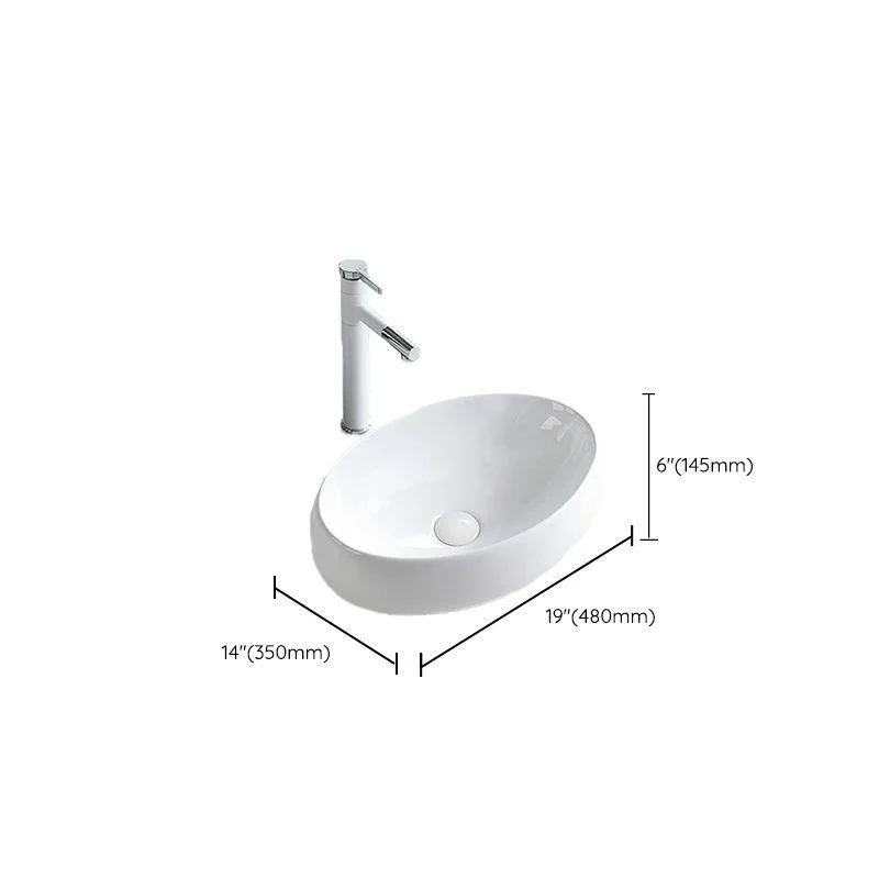 Contemporary Trough Sink Porcelain Trough Bathroom Sink with Tap Included -Bathlova