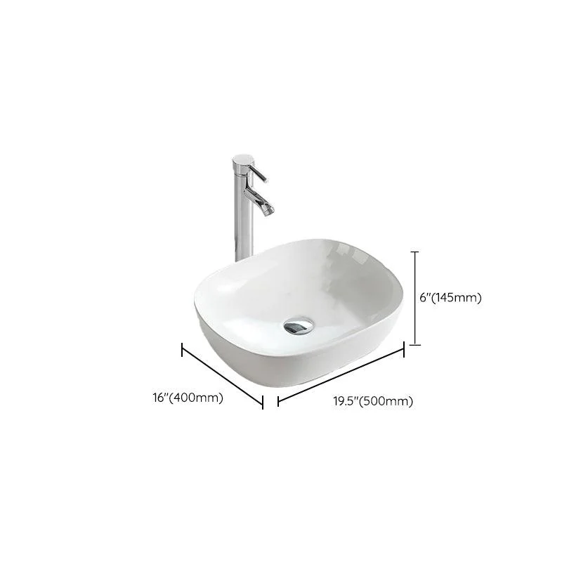 Contemporary Trough Sink Porcelain Trough Bathroom Sink with Tap Included -Bathlova