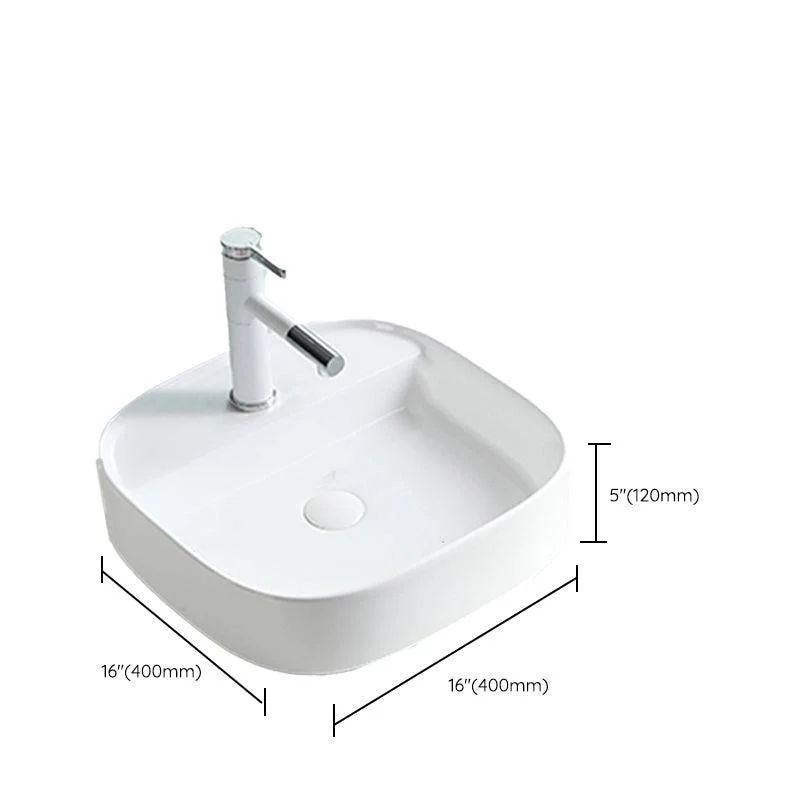 Contemporary Trough Sink Porcelain Trough Bathroom Sink with Tap Included -Bathlova