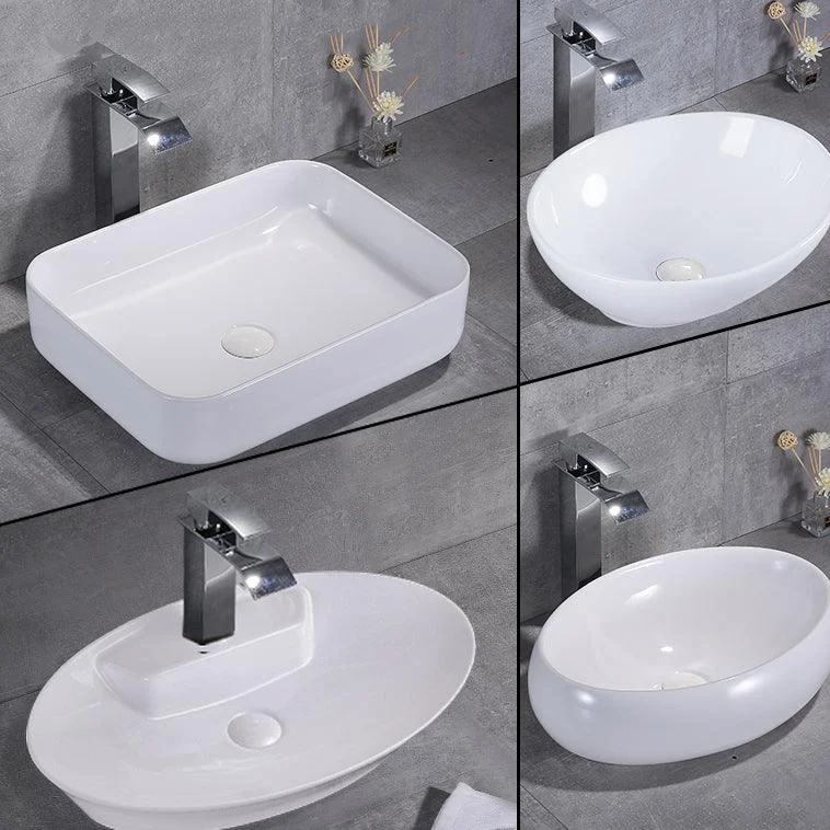 Contemporary Trough Sink Porcelain Trough Bathroom Sink with Tap Included -Bathlova