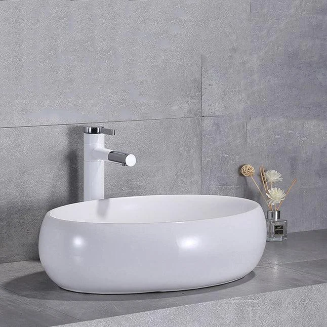 Contemporary Trough Sink Porcelain Trough Bathroom Sink with Tap Included -Bathlova