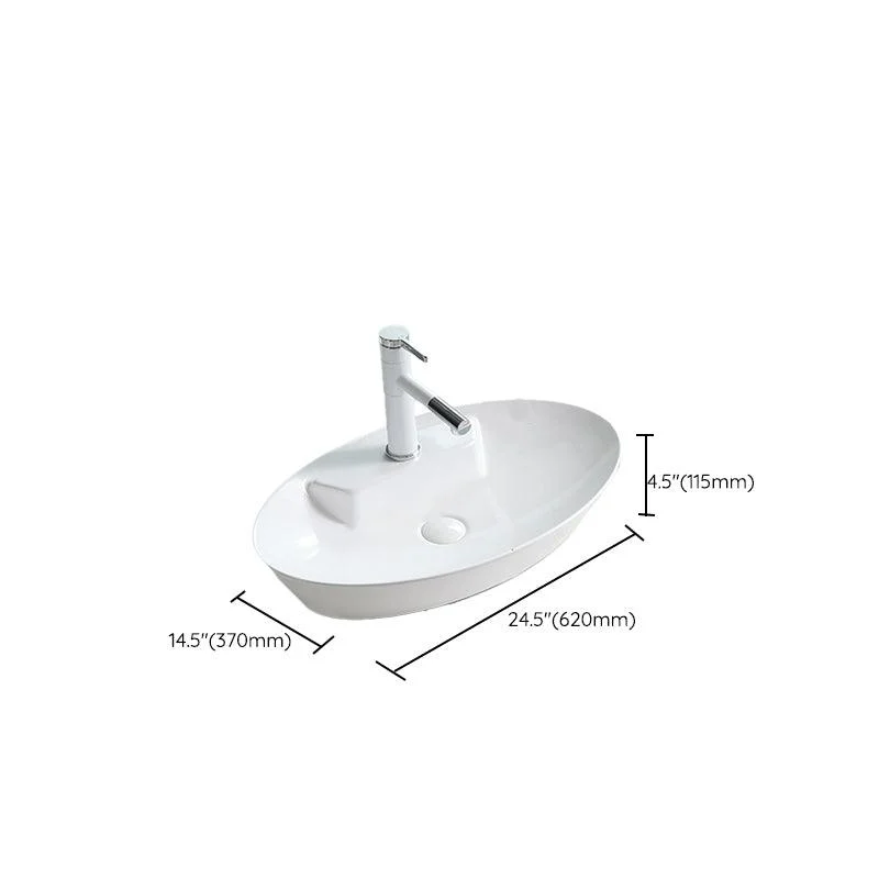 Contemporary Trough Sink Porcelain Trough Bathroom Sink with Tap Included -Bathlova