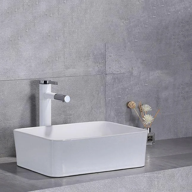 Contemporary Trough Sink Porcelain Trough Bathroom Sink with Tap Included -Bathlova