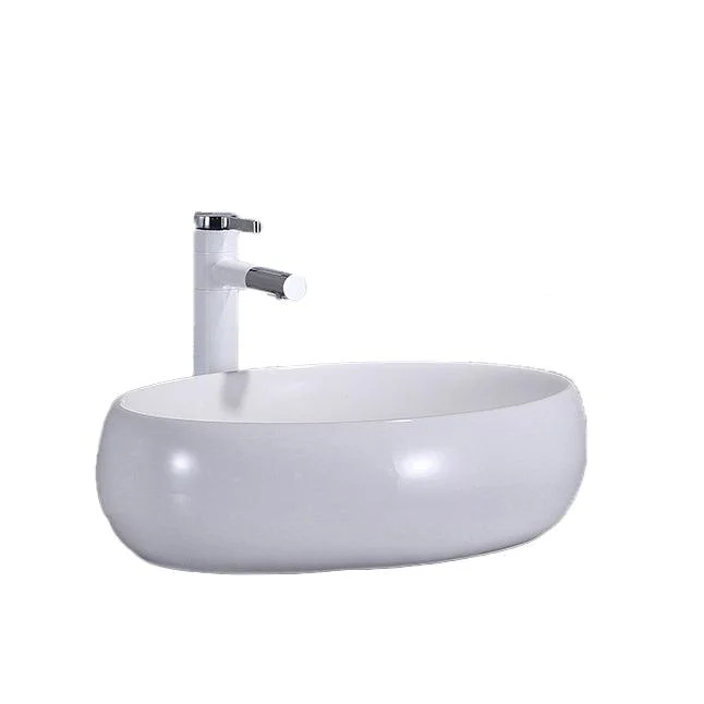 Contemporary Trough Sink Porcelain Trough Bathroom Sink with Tap Included -Bathlova