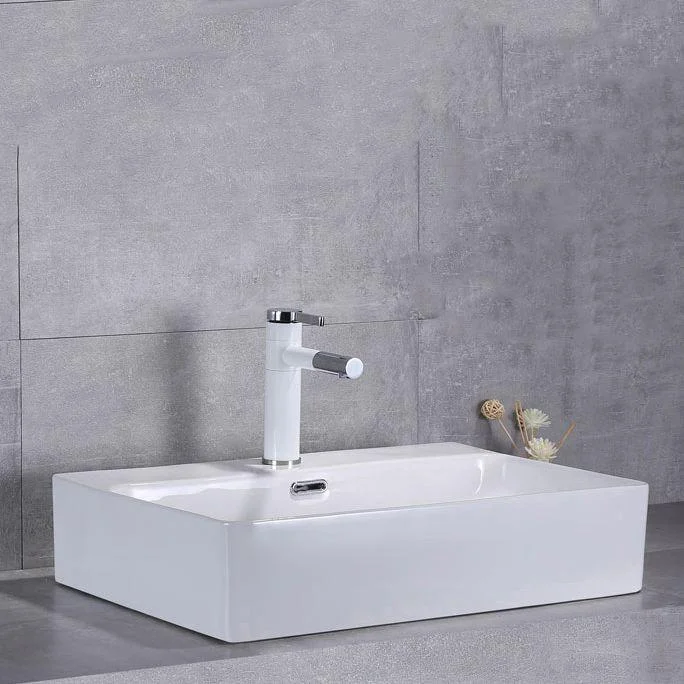 Contemporary Trough Sink Porcelain Trough Bathroom Sink with Tap Included -Bathlova