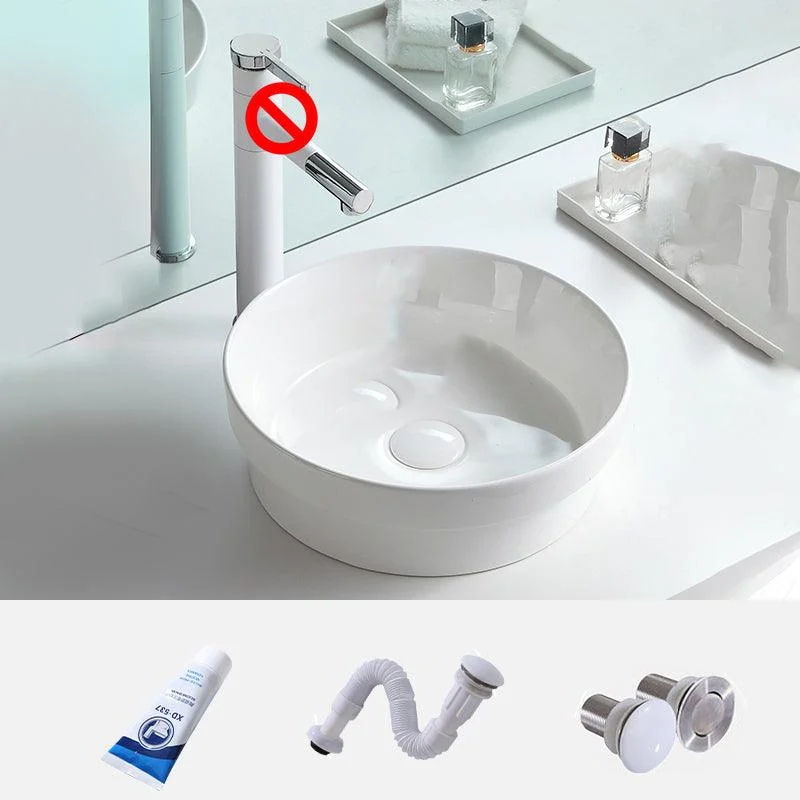 Contemporary Trough Sink Porcelain Trough Bathroom Sink with Tap Included -Bathlova