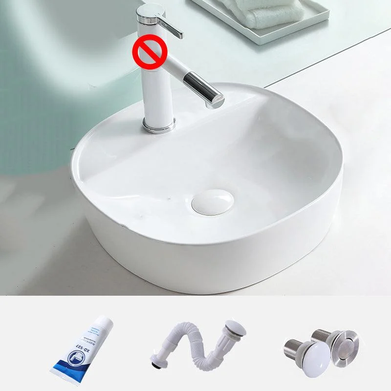 Contemporary Trough Sink Porcelain Trough Bathroom Sink with Tap Included -Bathlova