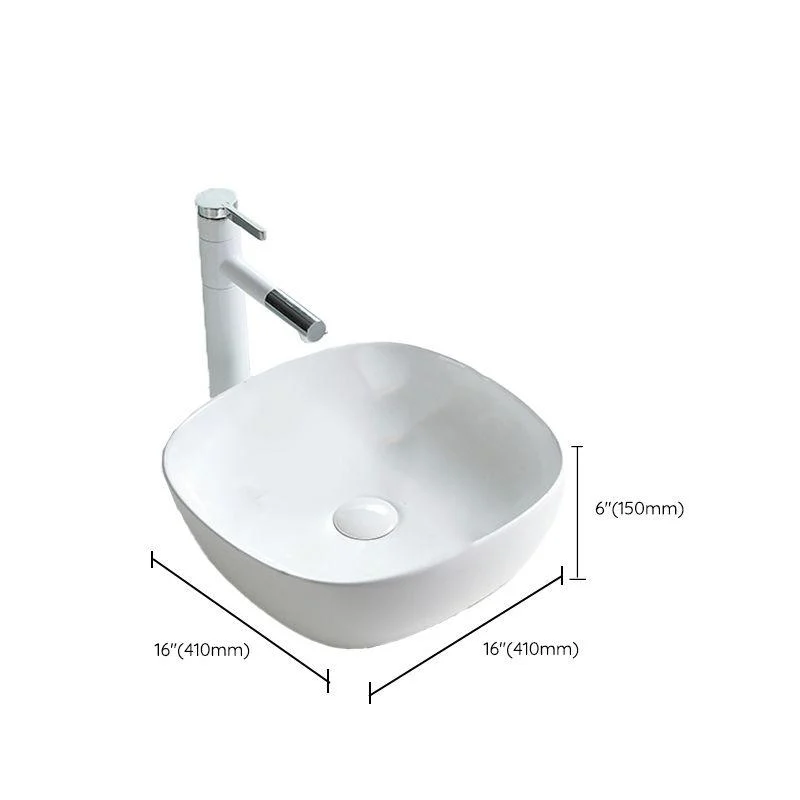 Contemporary Trough Sink Porcelain Trough Bathroom Sink with Tap Included -Bathlova