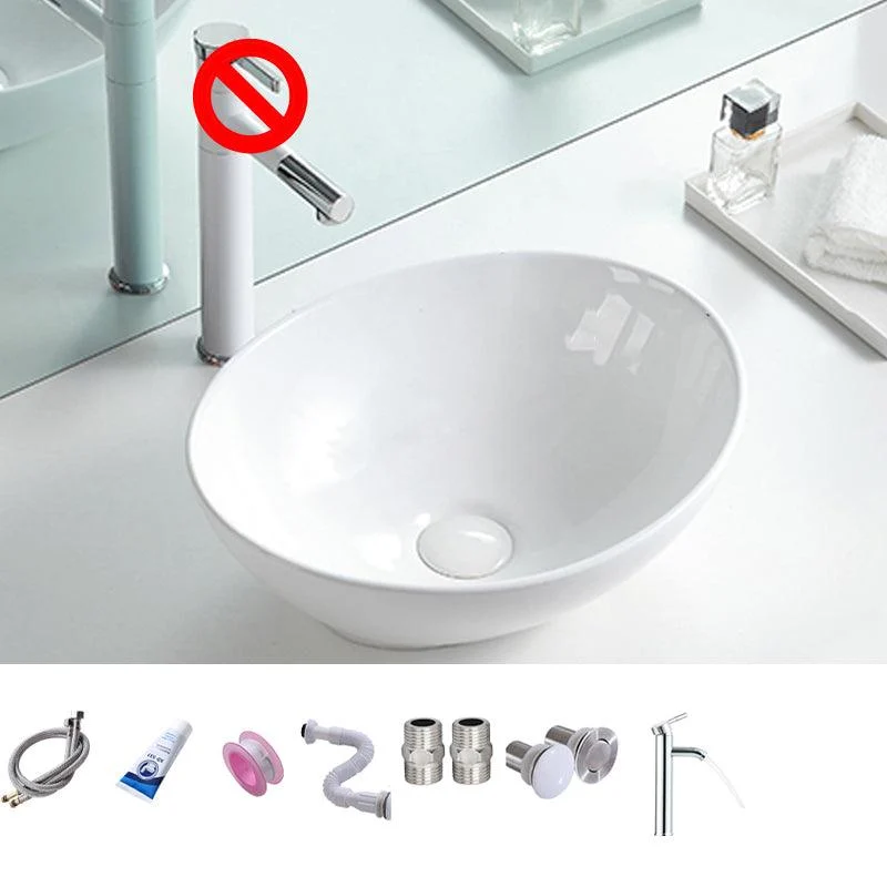 Contemporary Trough Sink Porcelain Trough Bathroom Sink with Tap Included -Bathlova