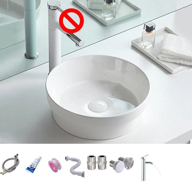 Contemporary Trough Sink Porcelain Trough Bathroom Sink with Tap Included -Bathlova