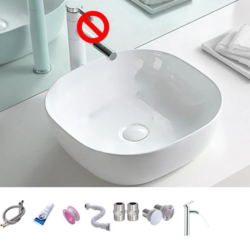 Contemporary Trough Sink Porcelain Trough Bathroom Sink with Tap Included -Bathlova