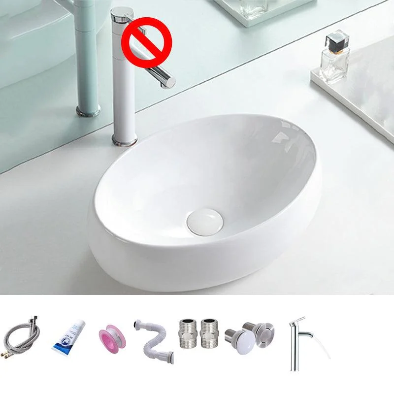 Contemporary Trough Sink Porcelain Trough Bathroom Sink with Tap Included -Bathlova