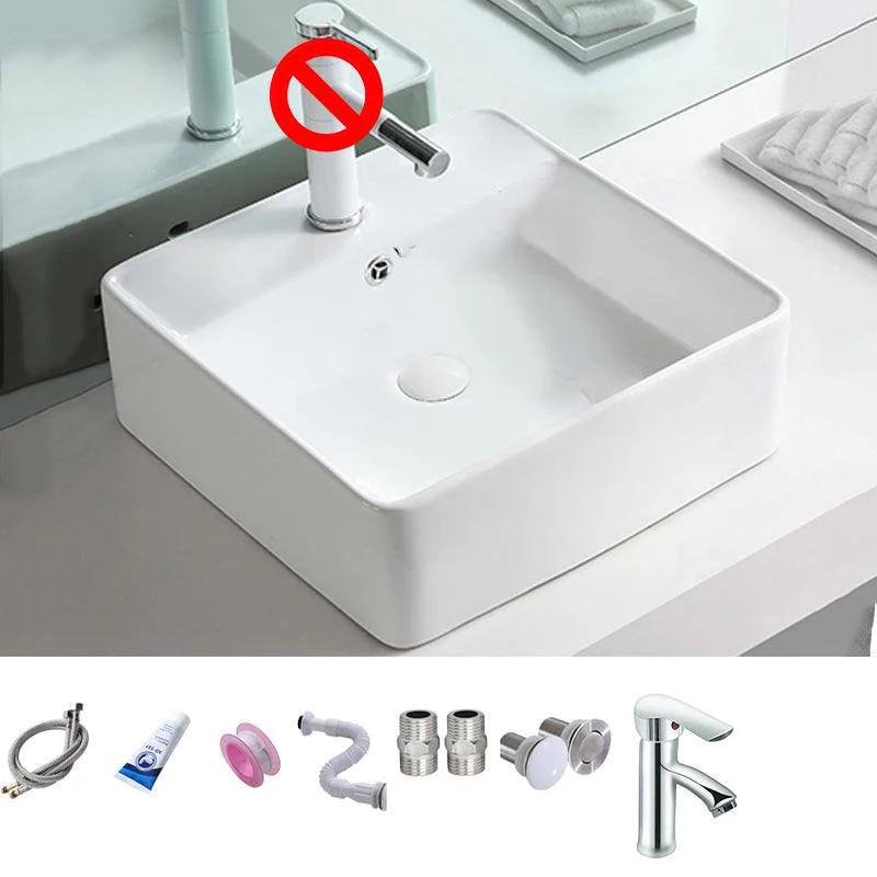 Contemporary Trough Sink Porcelain Trough Bathroom Sink with Tap Included -Bathlova