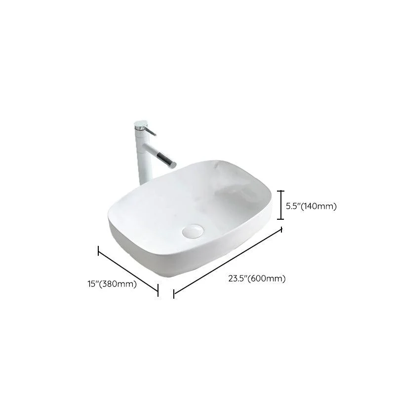 Contemporary Trough Sink Porcelain Trough Bathroom Sink with Tap Included -Bathlova