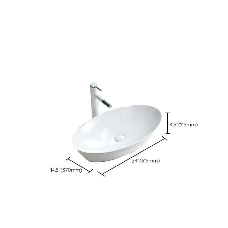 Contemporary Trough Sink Porcelain Trough Bathroom Sink with Tap Included -Bathlova