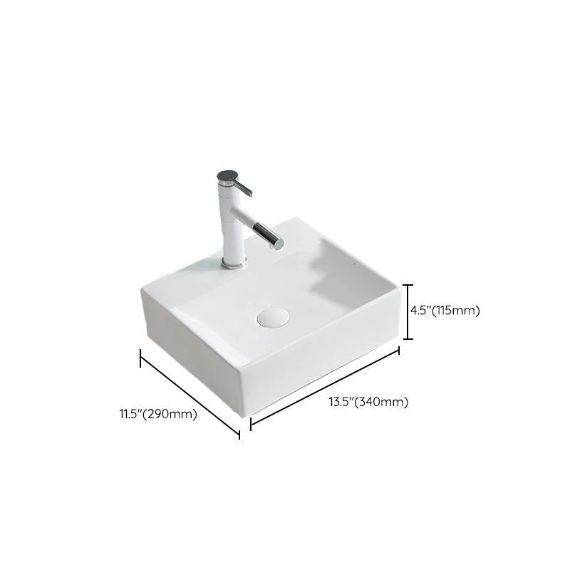 Contemporary Trough Sink Porcelain Trough Bathroom Sink with Tap Included -Bathlova