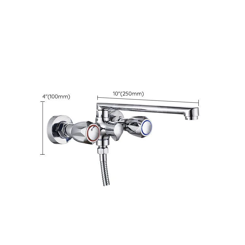 Contemporary Tub Tap Trim Chrome Wall Mounted Swivel Spout with Handheld Shower -Bathlova