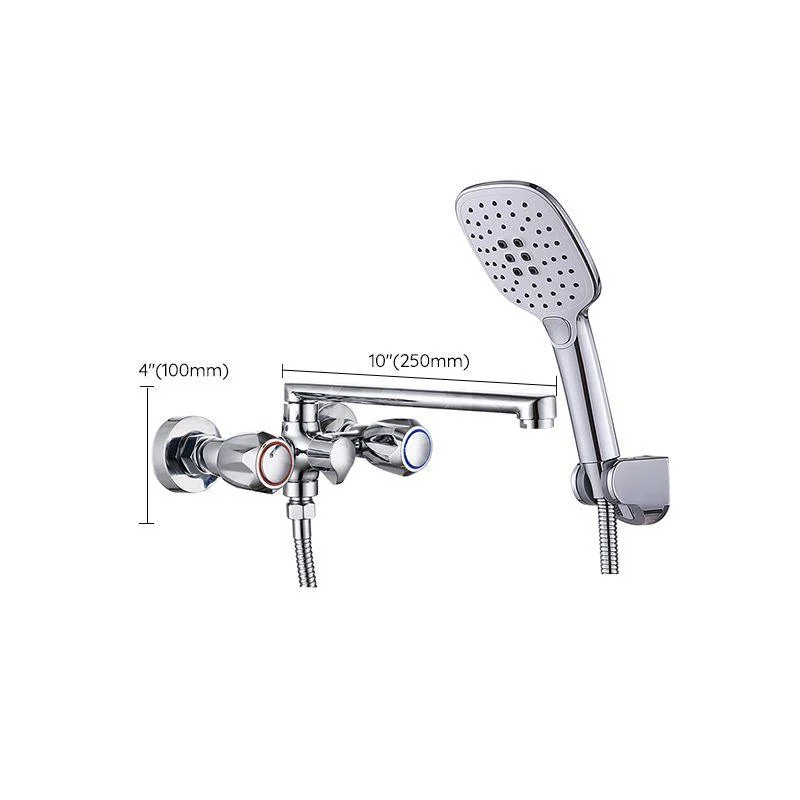 Contemporary Tub Tap Trim Chrome Wall Mounted Swivel Spout with Handheld Shower -Bathlova