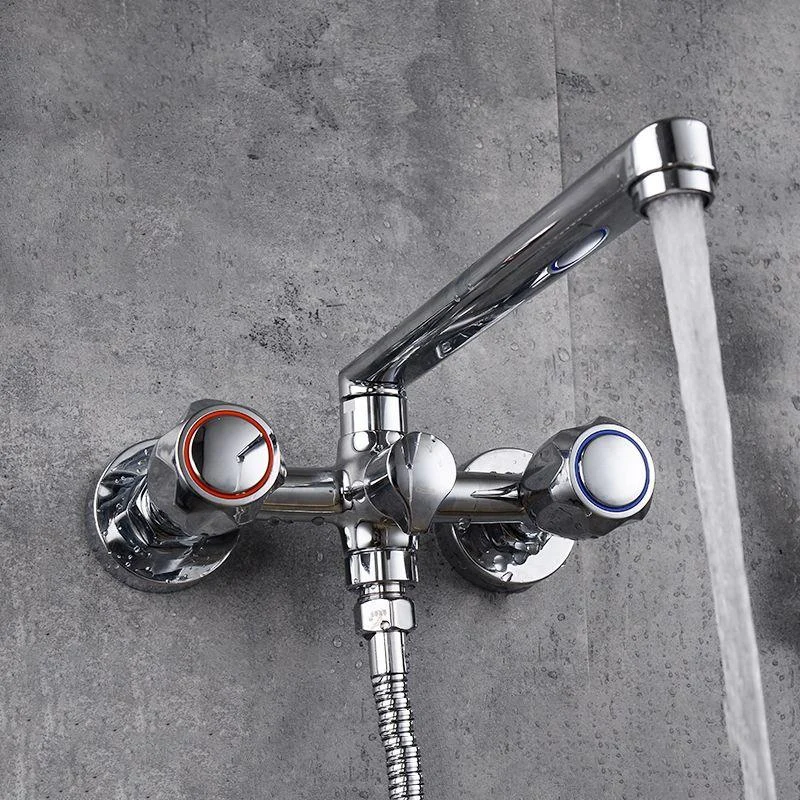 Contemporary Tub Tap Trim Chrome Wall Mounted Swivel Spout with Handheld Shower -Bathlova