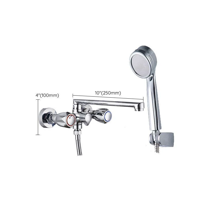 Contemporary Tub Tap Trim Chrome Wall Mounted Swivel Spout with Handheld Shower -Bathlova