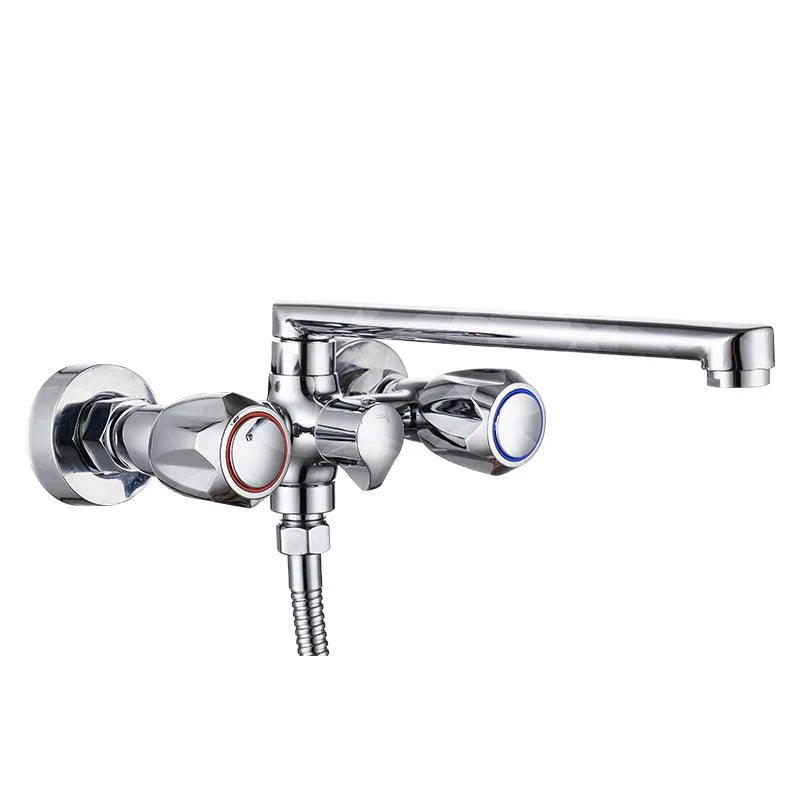 Contemporary Tub Tap Trim Chrome Wall Mounted Swivel Spout with Handheld Shower -Bathlova