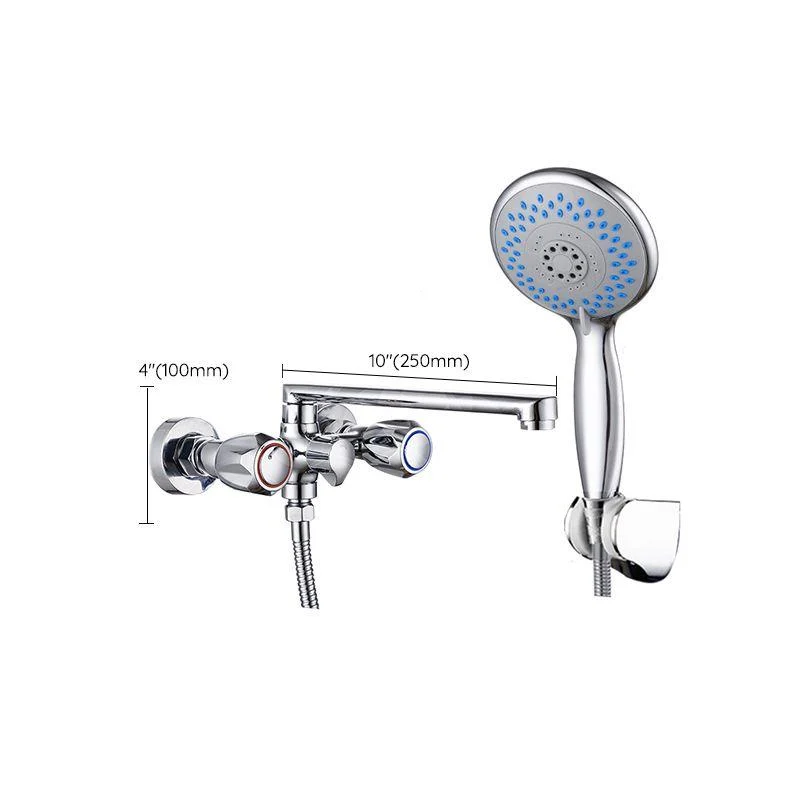 Contemporary Tub Tap Trim Chrome Wall Mounted Swivel Spout with Handheld Shower -Bathlova