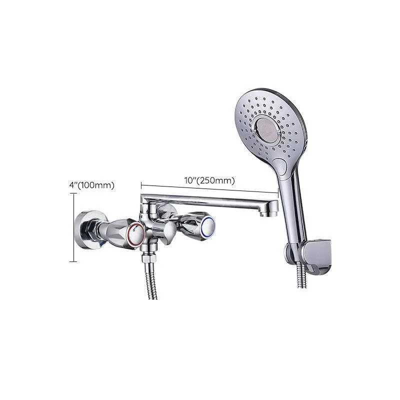 Contemporary Tub Tap Trim Chrome Wall Mounted Swivel Spout with Handheld Shower -Bathlova