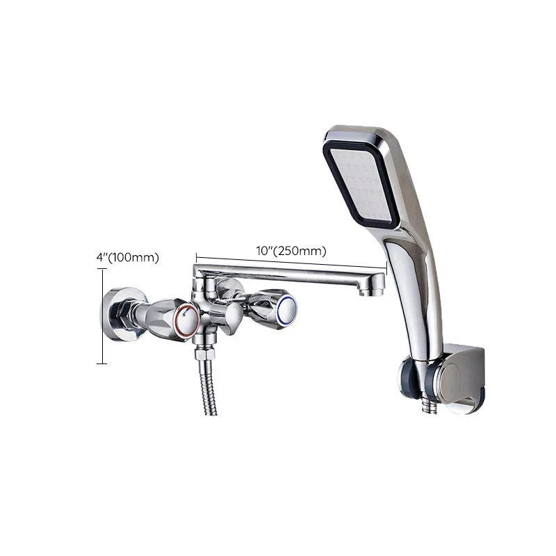 Contemporary Tub Tap Trim Chrome Wall Mounted Swivel Spout with Handheld Shower -Bathlova