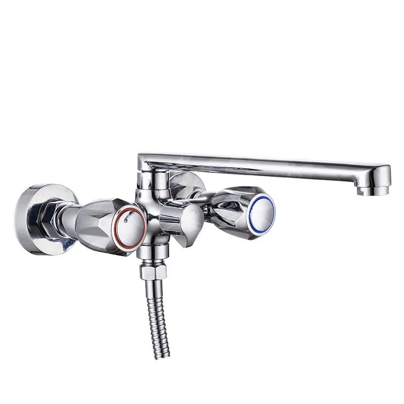 Contemporary Tub Tap Trim Chrome Wall Mounted Swivel Spout with Handheld Shower -Bathlova