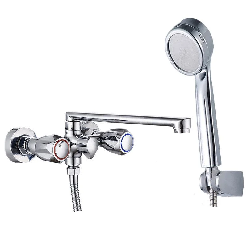 Contemporary Tub Tap Trim Chrome Wall Mounted Swivel Spout with Handheld Shower -Bathlova