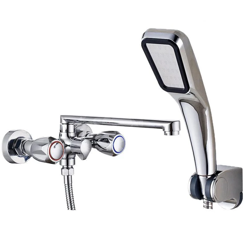 Contemporary Tub Tap Trim Chrome Wall Mounted Swivel Spout with Handheld Shower -Bathlova