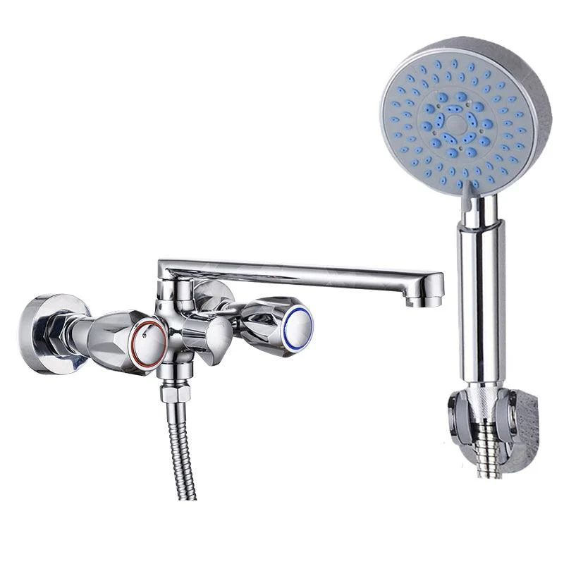 Contemporary Tub Tap Trim Chrome Wall Mounted Swivel Spout with Handheld Shower -Bathlova