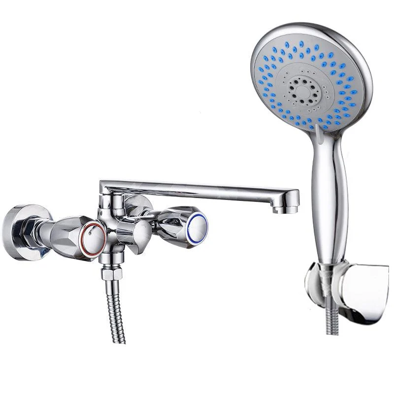 Contemporary Tub Tap Trim Chrome Wall Mounted Swivel Spout with Handheld Shower -Bathlova