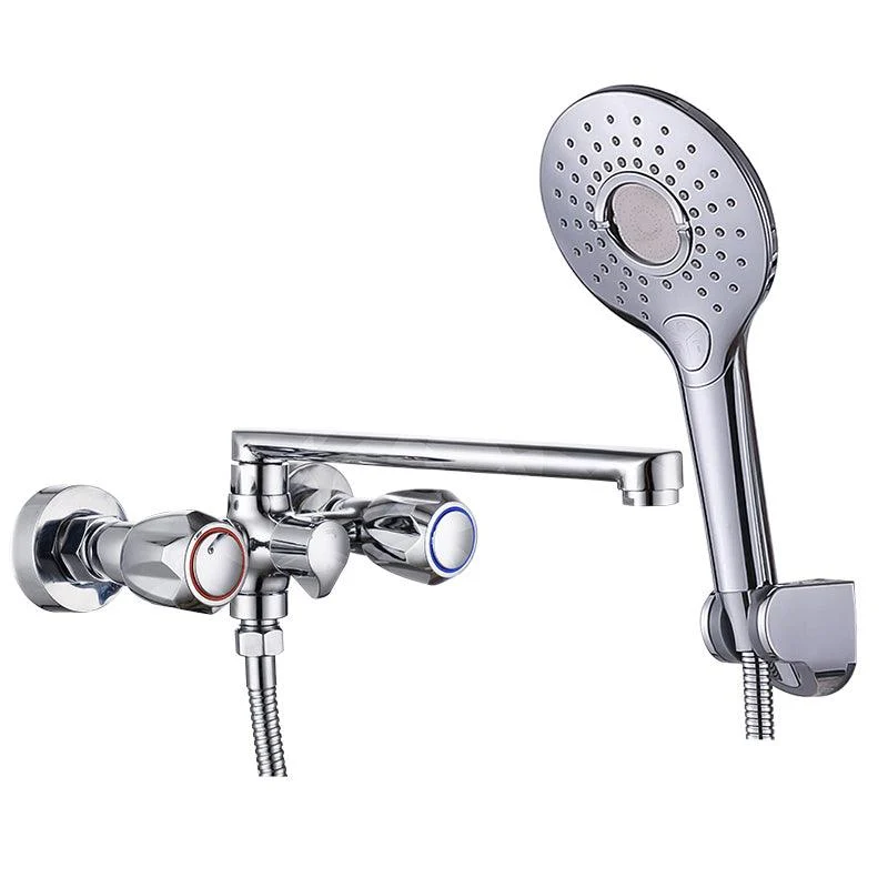 Contemporary Tub Tap Trim Chrome Wall Mounted Swivel Spout with Handheld Shower -Bathlova